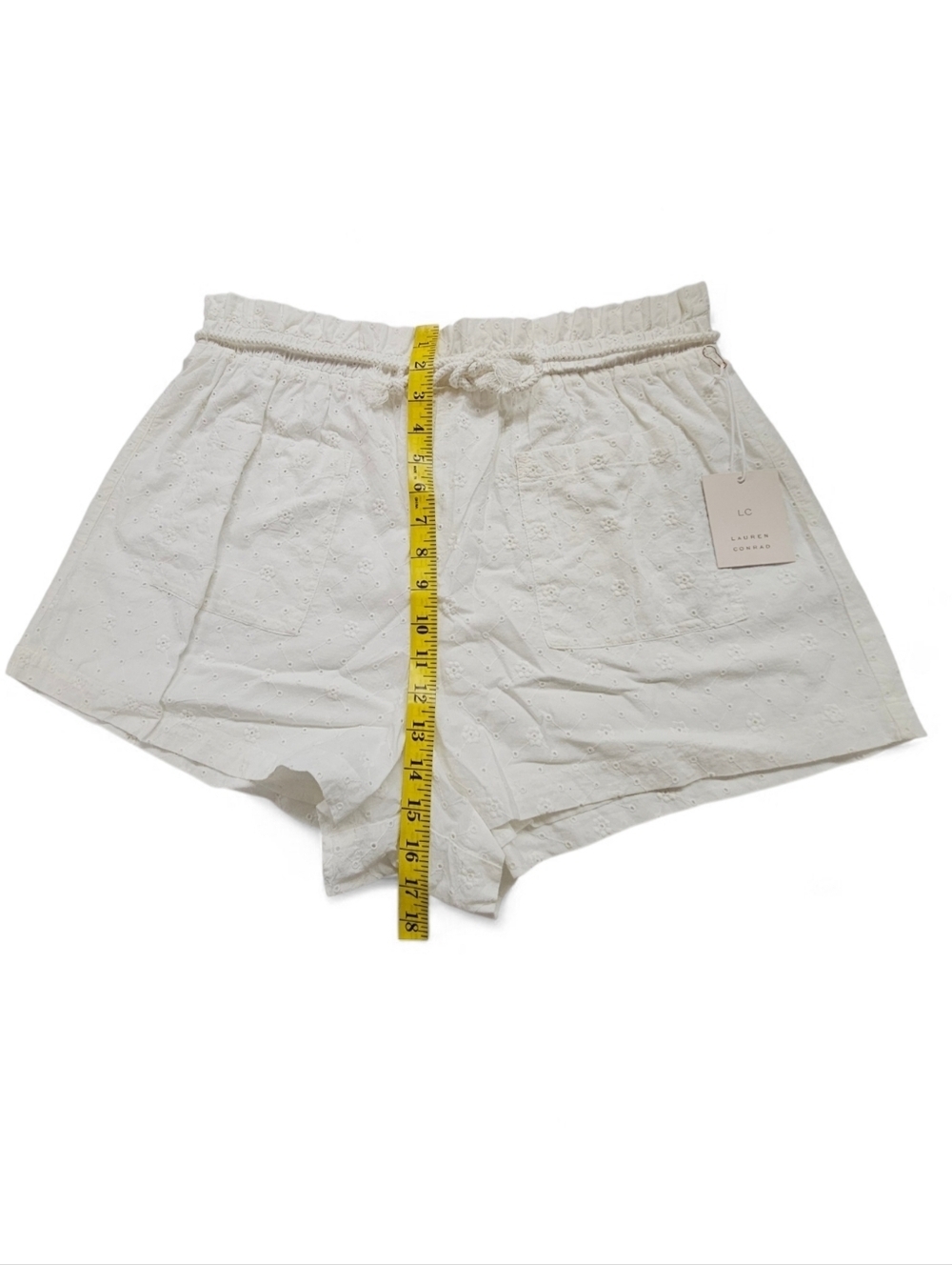 Lauren Conrad White Cotton Eyelet Shorts Belted Waist XL NWT - Picture 12 of 13